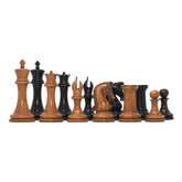 Tristan Series Luxury Staunton Chess Pieces in Ebony and Distressed Boxwood: King Size 4.4"